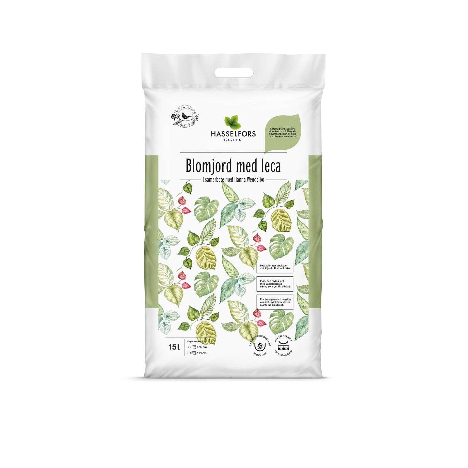 Köp Hasselfors Hanna Wendelbo blomjord med Leca 15 liter, 51st Halvpall - Frakfritt Hasselfors Garden jord